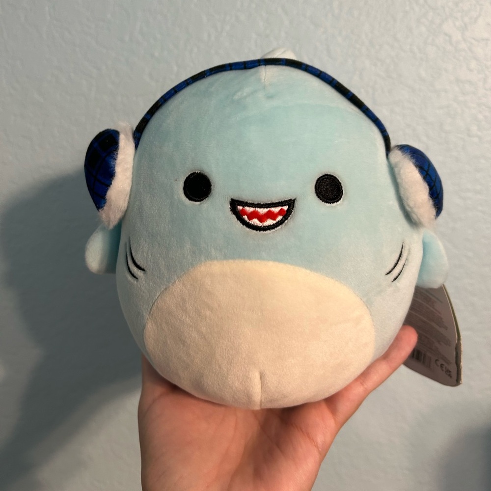 Blue Shark Plush with Earmuffs